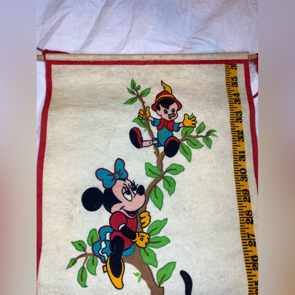 Vintage Disney Growth Chart Felt 36 Inch Mickey Donald Bambi Pluto Minnie 70s - Picture 3 of 6